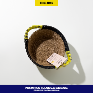 HUGeARNS - Nampan Handel Eceng Combinasi Rapiah Hitam / Keranjang Eceng Gondok Anyaman / Nampan Keranjang Rotan / Keranjang Buah / Keranjang Bambu / Nampan Anyaman / Anyaman Nampan / Keranjang Anyaman Pelepah Pisang Oval / Nampan Tray Pelepah Pisang