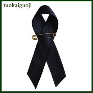 tuokaiguoji 10Pcs Jewelry Black Ribbons Fabric Awareness Ribbons Brooch Lapel Ribbons With Safety Pins Clothes Accessories