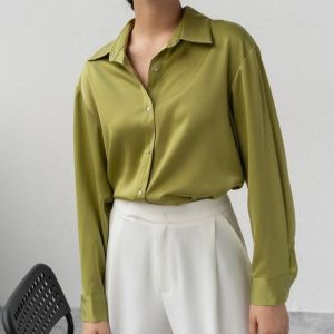 Kemeja Polos Wanita Kerja Lengan Panjang M-XXL