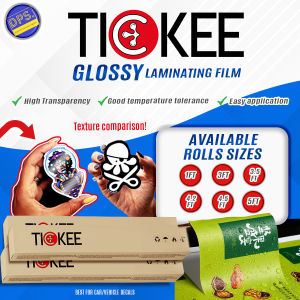 DPS Cold Laminating Film TICKEE (Glossy or Matte 164ft x 3.0ft) for Sticker and Sintra Protection.