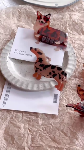 Hình chó con barrettes kẹp tóc răng cưa nhẹ nhàng trên tóc cho phụ nữ thanh thiếu niên trang phục giản dị lễ hội lễ kỷ niệm buộc tóc đuôi ngựa