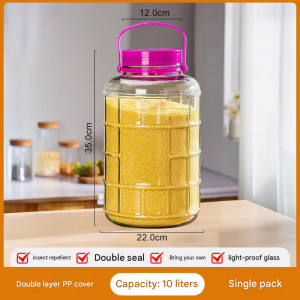 Glass rice container 10kg/20kg food storage dispensers bekas simpan beras big glass jar 玻璃罐大容量