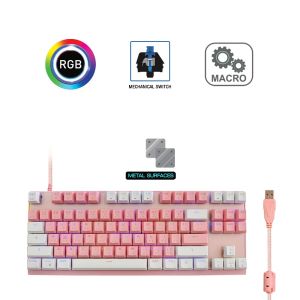 MECHANICAL KEYBOARD OKER "WINTER PINK RGB BACKLIT K83 (Blue Switch)