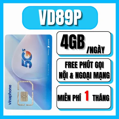 Sim 5G Vinaphone Giá Rẻ - Tặng 1 Tháng Đầu Dùng Mạng Miễn Phí - Có 4GB/ngày + Miễn Phí Gọi Nội Ngoại Mạng - Gia Hạn 89.000đ/tháng | VD89P . FREESHIP - CHƯA KÍCH HOẠT.