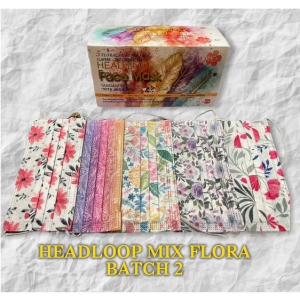 [hotsale] FLORA MIX 5IN1 DESIGN 3PLY HEADLOOP FACE MASK BFE95% DISPOSABLE BLACK HUJAB