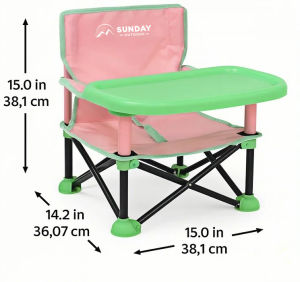 Sunday Outdoor Folding Baby Seat Booster High Chair for Dining Table with Tray For 6 Mos - 3 Yrs