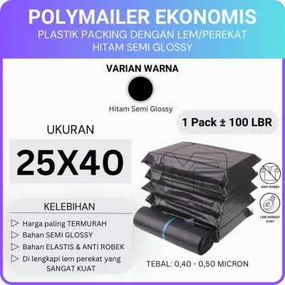 Plastik packing polymailer glossy 25x40 isi 100 lbr