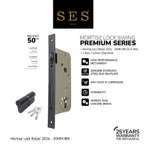 Mortise Lock SES - Body Kunci Pintu - Rumah Kunci Roller SES 2036 - 50mm BM