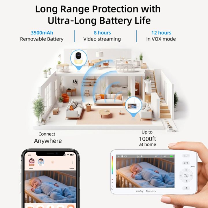 WiFi-Control%20Video%20Baby%20Monitor%20Featuring%204.3-Inch%20Screen,%20PTZ%20Function,%20Auto%20Tracking,%20Night%20Vision%20for%20Pet%20and%20Baby%20Surveillance%20Care%20-%20Image%204