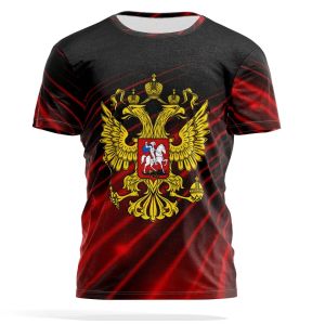 Russia Flag & Coat of Arms Graphic Tee Summer Casual Streetwear Mens Fashion O-neck T-shirts Boys Oversized Short Sleeve Tops