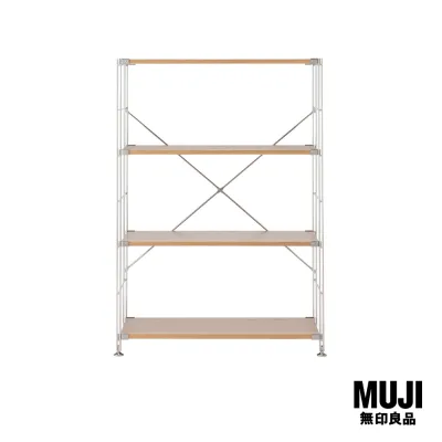 มูจิ เซ็ตชั้นวางของประกอบเอง - MUJI Steel Unit Shelf Oak Veneer Shelf Set Wide M (W86 x D41 x H 120 cm) (A+B) ส่วนประกอบมี 2 กล่อง
