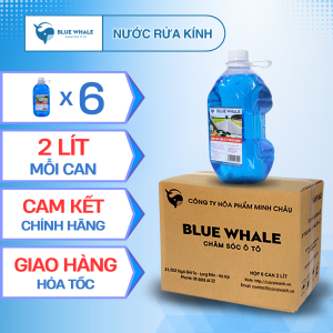 [THÙNG 6 CAN 2 LÍT] Nước rửa kính ô tô BlueWhale xóa sạch mọi vết bẩn trên kính lái rẻ hơn khi mua tại gara