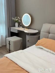 Dressing table luxurious stone rock board solid wood storage integrated small-sized dressing table
