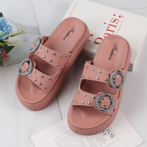 Free Shipping New Fashionable Thick-Soled Slippers For Women Designed For Outdoor Wear With A Single-Strap Design Casual Style Flat Soles And Open-Toe Beach Sandals