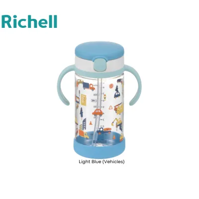 Richell Aqulea 320ml Straw Bottle with Bottom Cover