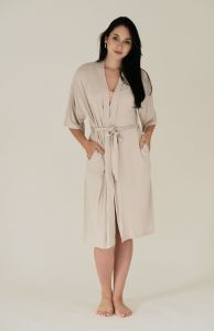 Bamberry Mommy Robe Storm Grey Bamboo Fabric