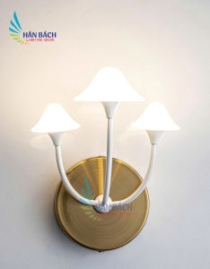 [MẪU MỚI NHẤT] Đèn tường thân mạ vàng cao cấp chao vải trắng Đèn tường decor trang trí