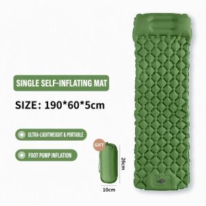 Outdoor Camping Inflatable Mattress Sleeping Pad With Pillows Ultralight Air Mat Built In Inflator Pump For Hiking