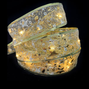 YESPERY 1M/2M Double-Layer Fairy เส้นด้ายสุทธิ LED Light Stringโบว์ริบบิ้นตกแต่งต้นคริสต์มาส