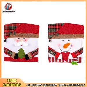 Christmas Decoration Chair Covers Santa Snowman Pattern 2 Pack for Festive Home Use