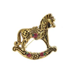 Retro Styles Rocking Horse Brooch Pin Decoration for Trendy Women and Men Fashion Accessory Daily Use Casual Wear