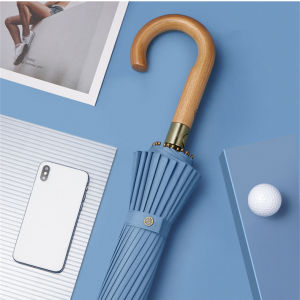 24 bone umbrella golf wooden curved handle long handle umbrella large oversized windproof double rainstorm business umbrella
