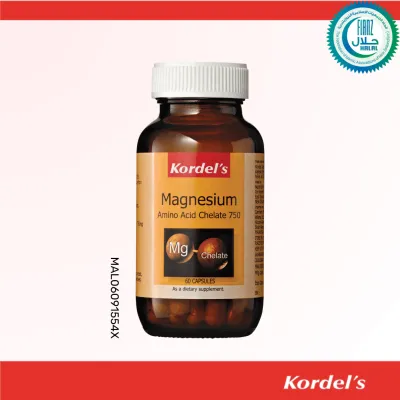 Kordels Magnesium Amino Acid Chelate 750mg 150mg Elemental Magnesium Capsules Glycine & Lysine Chelated