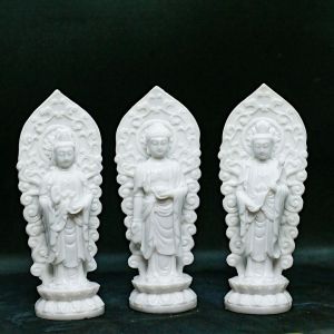 Bộ ba tượng Phật Tây Phương Tam Thánh hào quang cao 18cm-Nhiều mẫu). Trang trí trên ô tô tiểu cảnh bonsai ghép lũa để bàn trà phòng khách bàn làm việc thờ thần tài…