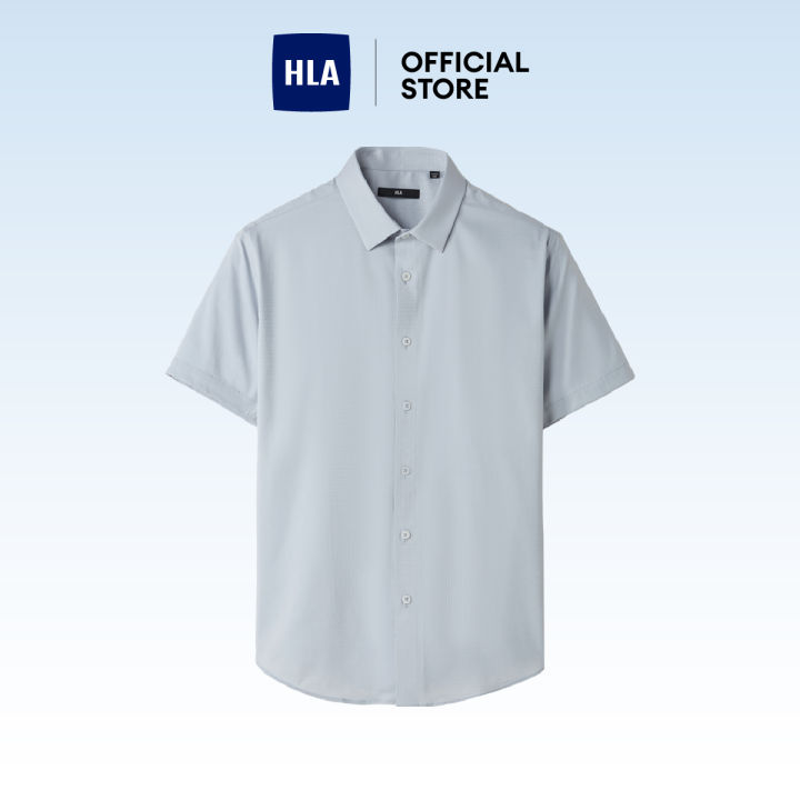 HLA Cool Feeling Non-Iron Short Sleeve Casual Shirt Men HNECD2W013A13