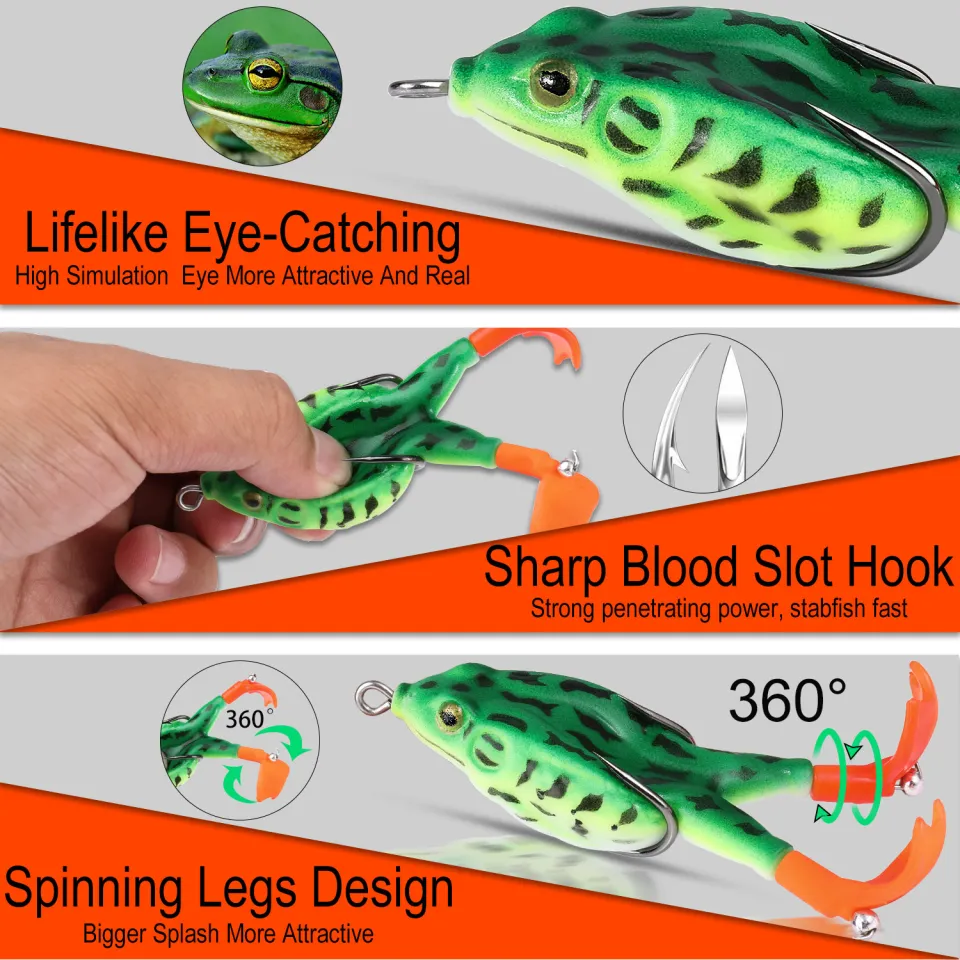 Spugayilang Fishing Lures Frog Baits Bait Topwater Double Propellers Soft  Rubber Fishing Lures Frog Lures for Bass Freshwater Saltwater Fishing Lures