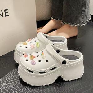 [Free Shipping] 2025 Cute Closed-Toe Non-Slip EVA High-Heel 8.0 Clogs For Women New Summer Platform Thick-Soled Beach Shoes