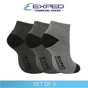 Exped Men’s Sports Thick Makapal Cotton Charcoal Low-Cut Socks 540167 – Set of 3