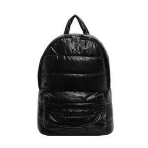 Casual Lightweight Metallic Puffer Backpack for Women Stylish Quilted Travel School Shoulder Bag with Zippered Closures