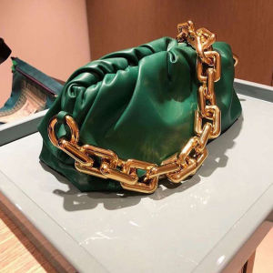 Túi Kẹp Nách Nữ Da PU Mềm Mịn Chống Thấm Nước Kiểu Dáng Trendy Thiết Kế Dây Xích Vàng To Nhiều Màu Lựa Chọn