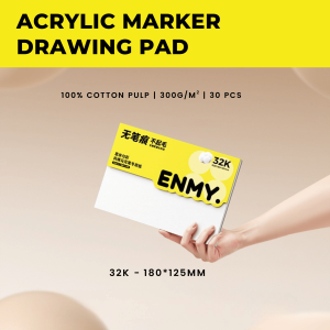 ENMY Acrylic Marker Sketchbook 300GSM Cotton Pulp Drawing Paper 8K Bleedproof Art Pad for Students & Kids