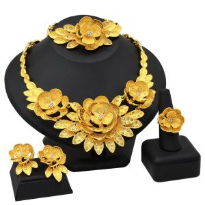 DMY Jewelry 24K Gold Jewelry Jewelry Set Saudi Ladies Necklace Bracelet Earring Ring Four-piece Set