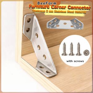 B.F. Stainless Steel Corner Braces Furniture Fastener Joint Corner Connector for Shelf Cabinet Table Chair