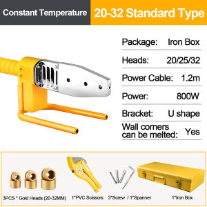800W ​1000W PPR Fusion Machine 20-63MM Plastic Pipes Welding Machine Kit Heating Tool Heads Set For PPR/PB/PE