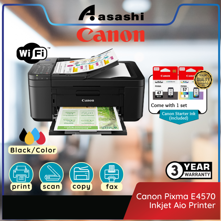 Canon Pixma E4570 Inkjet Aio Printer (Duplex Print,Scan,Copy,Fax & Wireless) Lazada