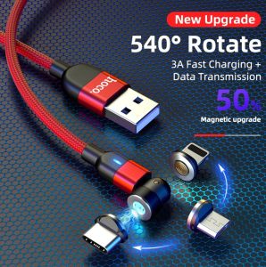 Borofone BCC 3 In 1 MagnQuick charger USB 3A Cable Fast Charging Type C /Lightning /Micro Cable 540 Degree Roating Maet Charger For iPhone HUAWEI OPPO ViVO Xiaomi redmi USB Cord 1M/2M Cable