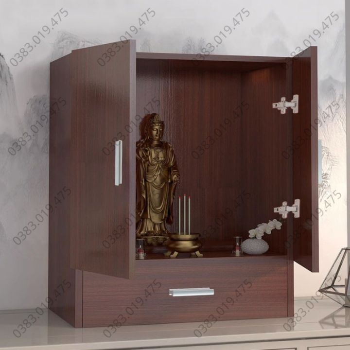 Bàn thờ, tủ thờ thần tài ông địa cúng phật gỗ MDF chất lượng cao để sàn nhỏ gọn phong cách hiện đại tối giản MS05-3