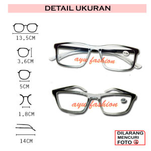 FREE CASE - Kacamata Baca Plus Full Bingkai Kotak Frame Hitam Putih Bening Kacamata Plus Baca Rabun Dekat Ukuran +1.00 s/d +3.00 PRIA WANITA - GUDANG KACAMATA RABUN DEKAT TERMURAH TERBARU