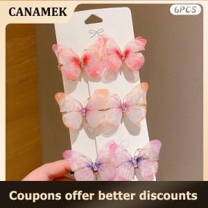 【 CANAMEK 】 Random Colorful Butterfly Hairpins Girl Hair Clips Barrettes Women Sweet Hair Ornament Rainbow Headwear Fashion Hair Accessories