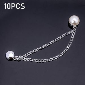 ARTMU 10pcs Multi-Function ic Clothing Clip Non-hole Alloy Shorten Trouser Clip Crystal Bear Silver Tassel Chain Cuff-link Clothing Accessories