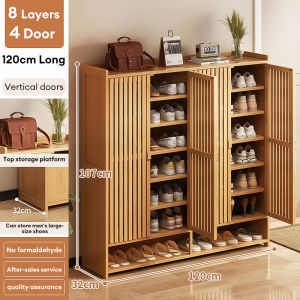 Striped shoe cabinet Bamboo Shoe Cabinet with Door HouseholdSimple Tipping Bucket【Free shipping on all items】