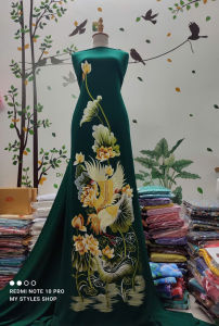 (đặc biệt cao cấp) vải áo dài thêu chuyên dùng thiết kế cho áo dài sự kiện áo dài sui gia - lụa nhung nhật