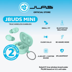 JLab JBuds Mini True Wireless Bluetooth Earbuds + Charging Case Charcoal Black IP55 Sweat and Dust Proof Bluetooth Multipoint Be Aware Audio 3 EQ Sound Settings Crystal Clear Calls