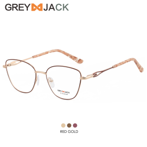 Grey Jack Frame Kacamata Bahan TR+Metal Model Cat Eye Ringan Fashion Wanita Bisa Minus Antiradiasi 204
