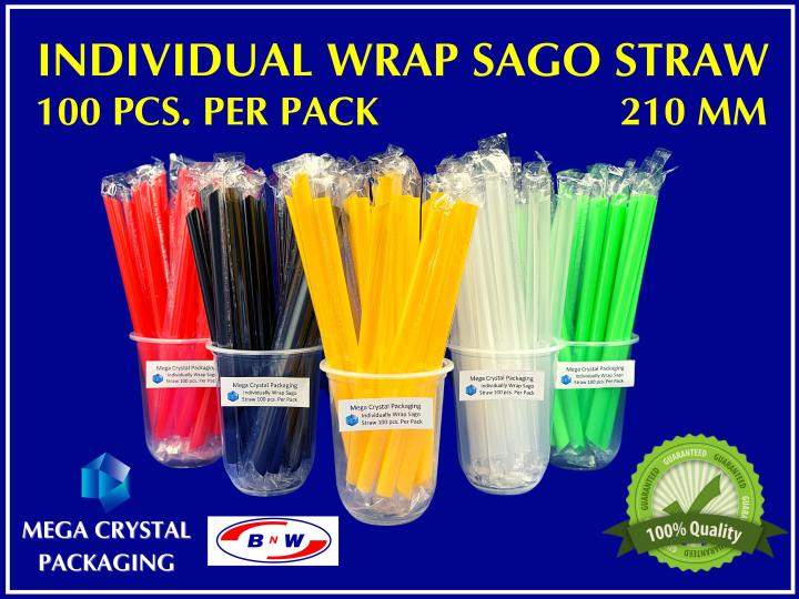 [ 100 Pcs. ] Individually Wrap Black / Colored Boba / Sago Straw ...