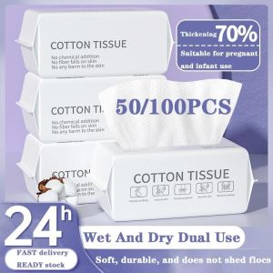 50pcs/100pcs Disposable Wash Face Towel Clean Face Towel Cotton Remove Makeup Facial Tissue Cleansing